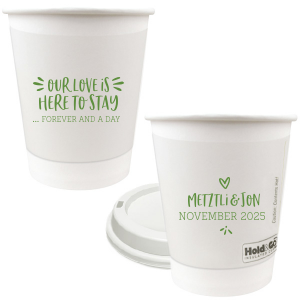 Cheers to endless love! With Here to Stay Wedding Cup, each sip reminds guests that your love isn't just for now, it's "forever and a day." The vibrant quote shouts energy, while your names and date add a sweet touch. Perfect for toasting a love that’s here to stay! 