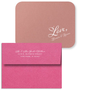 ForYourParty's elegant Poptone Peach Classic Note Card with Shiny Fuchsia Foil and Matte White Foil couldn't be more perfect. It's time to show off your impeccable taste.
