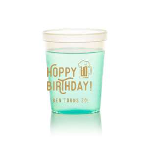 Raise a glass—and a laugh—with the Hoppy Birthday Stadium Cup! Featuring vibrant "Hoppy Birthday" text and a foaming beer mug, it’s the ultimate brew-themed bash accessory. Customize with the celebrant’s name for cheers guaranteed from every sip!