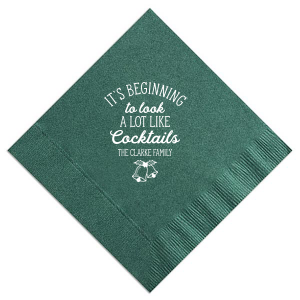 ForYourParty's chic Honeydew Cocktail Napkin with Shiny Poppy Foil has a Holiday Bells graphic and is good for use in Holiday, Christmas themed parties and can't be beat. Showcase your style in every detail of your party's theme!