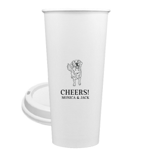 Invite man's best friend to your wedding with the Golden Retriever Wedding Cup. Featuring an adorable picture of a golden retriever, you can personalize this cup with the couple's names for a wedding. 
