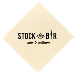 Our beautiful custom Coral Cocktail Napkin with Matte Black Foil has a Single flute graphic and is good for use in Drinks, Holiday, Wedding themed parties and can be customized to complement every last detail of your party.