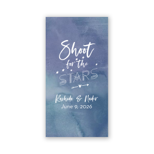 Light up your celebration with the Shoot for the Stars Wedding Sparkler Sleeve. This energetic design, featuring twinkling stars and a heart-pierced arrow, encourages guests to aim high and celebrate love's bright future. Perfect for adding a magical touch to significant moments, from the first dance to the grand exit. Let your love story sparkle under the stars!