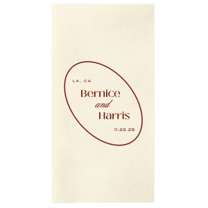 The Ringed Couple Names Guest Towel is perfect for elevating your party with the personalized touch every host desires. Customize the design to match your special event's unique vibe, creating a bespoke product that will be remembered for ages! Featured in our Burgundy Wedding theme, match your special occasion with any number of stylish products to create a cohesive vision. 