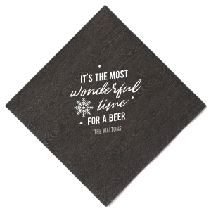 ForYourParty's elegant Slate Cocktail Napkin with Matte White Foil has a Snowflake 3 graphic and is good for use in Christmas themed parties and will add that special attention to detail that cannot be overlooked.