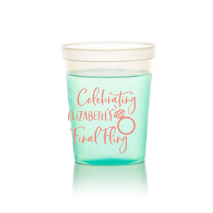 Our custom Clear 16 oz Stadium Cup with Matte Light Coral Ink Cup Ink Colors has a Diamond Ring graphic and is good for use in Wedding, Bridal Shower, Bachelorette themed parties and can be personalized to match your party's exact theme and tempo.