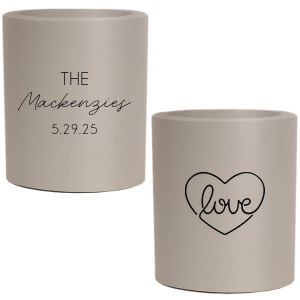 Our custom Light Gray Round Can Cooler with Matte Black Ink has a Love Heart Sign graphic and is good for use in Wedding, Anniversary, Hearts themed parties and can't be beat. Showcase your style in every detail of your party's theme!