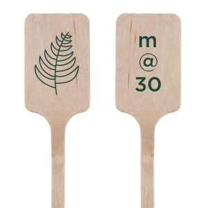 Personalize a minimalist leaf stir stick for your next event. Featuring a minimal leaf design, you can personalize with your initial and the age you are turning for your birthday. 
