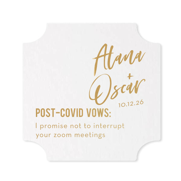 ForYourParty's chic Eggshell Square Coaster with Satin 18 Kt. Gold Foil will add that special attention to detail that cannot be overlooked.