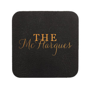 Celebrate your family name with the Last Name Coaster, featuring a bold 'THE' in all caps, followed by your surname in elegant script. A statement of unity and pride, these coasters add a personalized touch to any gathering."