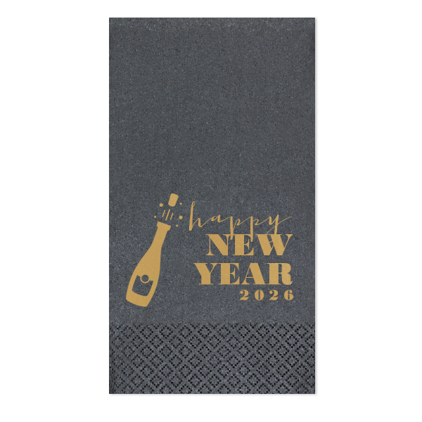 Our beautiful custom Soft Black Cocktail Napkin with Satin 18 Kt. Gold Foil has a Bubbly graphic and is good for use in Drinks and New Year's Eve themed parties and will look fabulous with your unique touch. Your guests will agree!