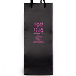 Spooky season is upon us, and the Hocus Pocus Focus Bag is ideal for your Halloween parties or school events. Featuring the phrase "hocus pocus I need candy to focus" above a graphic of candy, you can personalize with your name and fill with the candy of your choice!