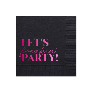 Personalized Black Cocktail Napkin with Shiny Fuchsia Foil can't be beat. Showcase your style in every detail of your party's theme!