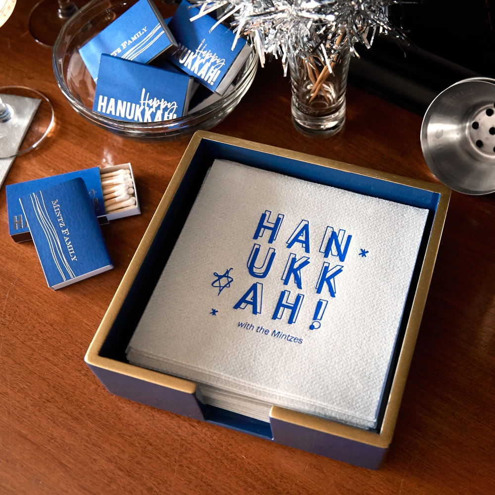 Personalized cocktail napkins and tray set is a great gift this holiday season.