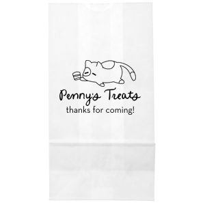 Carry your essentials in the Chillin' Cat Personalized Bag, featuring a relaxed cartoon cat cradling a cup. Add a personal touch with your or your cat's name in a flowing script font below this playful and modern graphic. The perfect tote to pass out wedding party favors or give your friends after a house party.