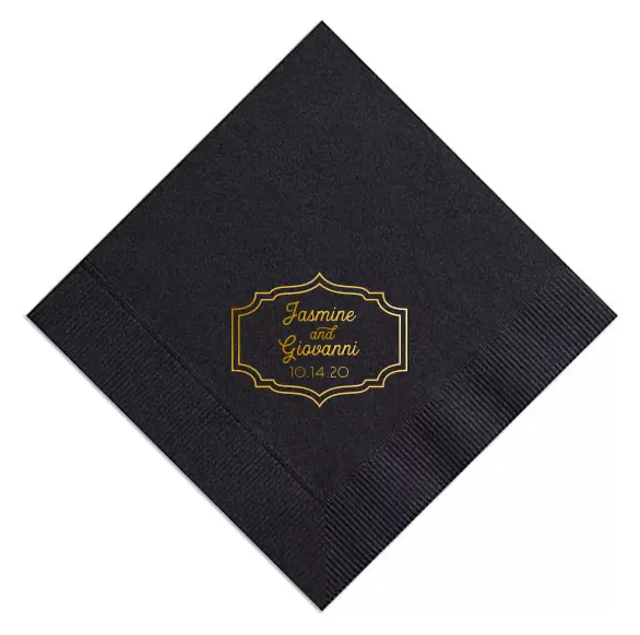 custom designed black and gold dinner napkin