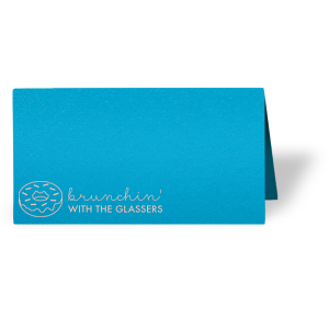 ForYourParty's elegant Poptone Dark Turquoise Tempo Place Card with Matte Pastel Pink Foil has a Donut graphic and is good for use in Food, Birthday, and Brunch themed parties and are a must-have for your next event—whatever the celebration!