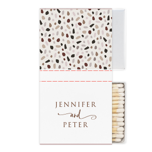 Our beautiful custom White Mini Custom Photo Matchbox with Matte Chocolate Ink Digital Print Colors and Matte Slate Gray Ink Digital Print Colors will add that special attention to detail that cannot be overlooked.