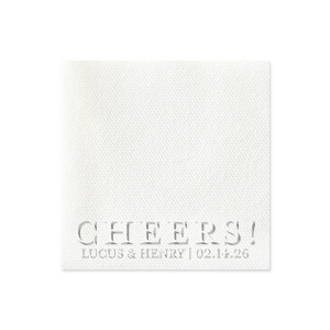 Raise glasses and spirits with our Cheers Embossed Napkin! The popular design is perfect for a wide variety of special occasions, from wedding parties to graduation celebrations. Fully customizable with your choice of color, size and style, create the perfect product for your party today.