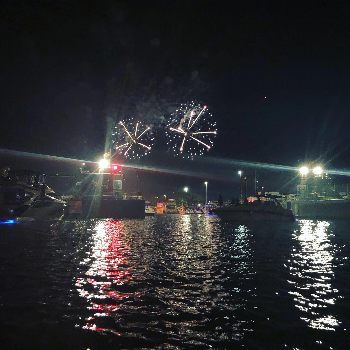 tiki themed bachelorette party fireworks scene