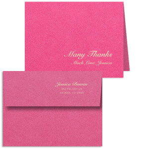 Express your appreciation with the Many Thanks Note Card, penned in graceful script for an air of classic gratitude. Personalize with your message and name, and pair it with the elegantly addressed envelope for a timeless gesture of thanks
