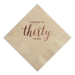 Celebrate enduring milestones with the Cheers to Years Anniversary or Birthday Napkin, where a scripted number as the centerpiece of this design honors a significant anniversary or birthday. It's a tribute to a life well-lived or a union's lasting love, inviting a toast to the journey ahead.