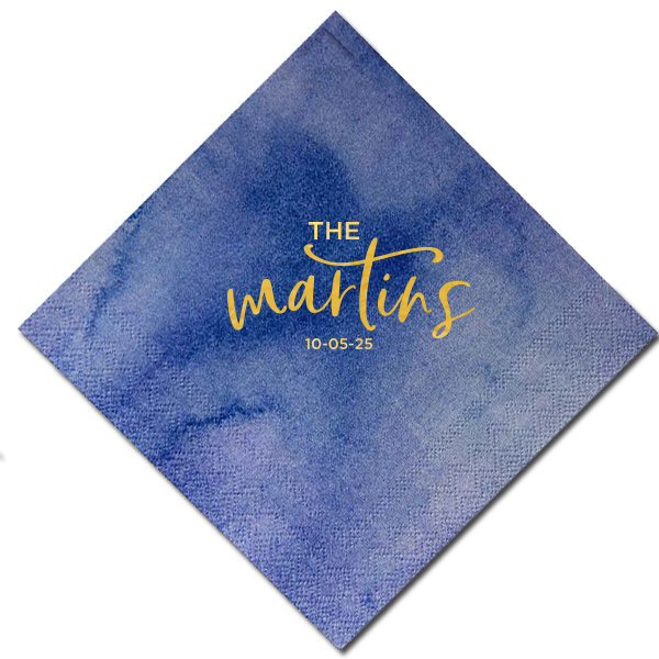 The Simple Script Newlywed Family Name and Date Napkin elegantly introduces the newlyweds with their shared last name in a bold, swirling script. Under it, the event date adds a personal touch, symbolizing their union and the beginning of a shared journey. Ideal for weddings, this napkin celebrates togetherness.