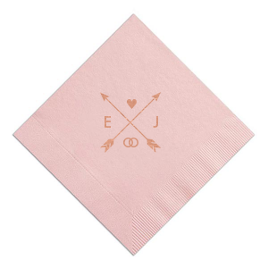 Our custom RECYCLED Ballet Pink Cocktail Napkin with Shiny Rose Gold Foil has a Cross Arrows graphic and is good for use in Whimsy wedding themed parties and will add that special attention to detail that cannot be overlooked.