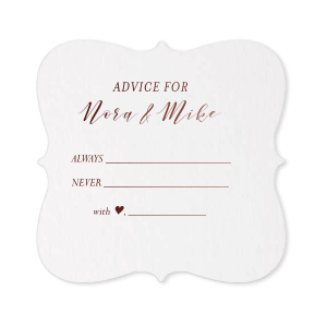 Get wedding advice from your family and friends with a unique twist! Leave these personalized coasters at the bar or your reception tables, and have your guests write on them with advice for the newlyweds. 