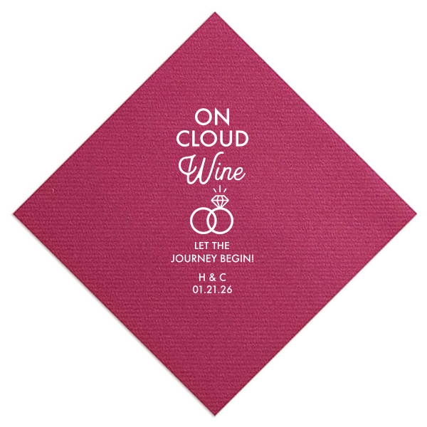 Personalized Watercolor Sangria Cocktail Napkin with Matte Ivory Foil has a Wedding Rings 2 graphic and is good for use in Wedding themed parties and can't be beat. Showcase your style in every detail of your party's theme!