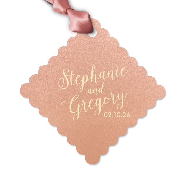 Make your gifts stand out with the Elegant Script Names Gift Tag. This diamond-shaped tag can be customized to complement every last detail of your party.