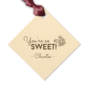 Personalized Poptone Teal/Peacock Rectangle Gift Tag with Matte Mimosa Yellow Foil has a Candy graphic and is good for use in Kid Birthday, Food, Birthday themed parties and can be customized to complement every last detail of your party.