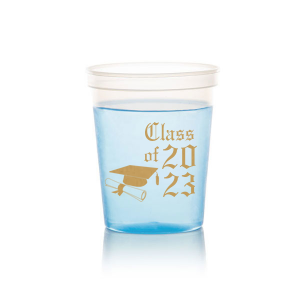 ForYourParty's elegant Black 16 oz Stadium Cup with Gold Ink is good for use in Graduation themed parties and will make your guests swoon. Personalize your party's theme today.
