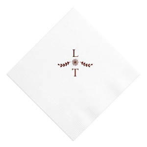 Add a burst of sunshine to your party with the Sunflower Flourish Initials Napkin. A radiant sunflower blooms at the heart of a swirling heart-leaf flourish, while your chosen initials dance elegantly above and below. It's a nod to nature's artistry with a personal twist! 