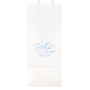 Our custom White Gift Bag with Satin French Blue Foil will look fabulous with your unique touch. Your guests will agree!
