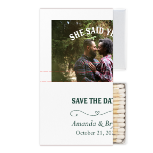 Our custom White Square Custom Photo Matchbox with Matte Spruce Ink Digital Print Colors and Matte White Ink Digital Print Colors has a Simple Heart Flourish graphic and is good for use in Frames, Hearts, Wedding themed parties and couldn't be more perfect. It's time to show off your impeccable taste.