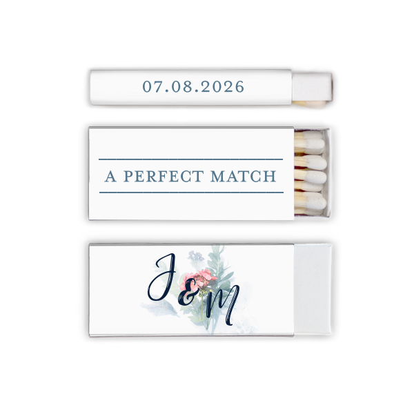 Our custom White Square Custom Photo Matchbox with Matte Stone Blue Ink Digital Print Colors and Matte Navy Ink Digital Print Colors are a must-have for your next event—whatever the celebration!