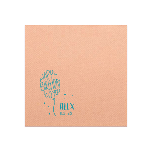 Raise the Happy Birthday Balloon Napkin high as a toast to fun, with 'Happy Birthday to YOU' cleverly crafted into a balloon shape. Tied with a string and sprinkled with confetti, it's a playful piece of art celebrating the honored guest's big day.
