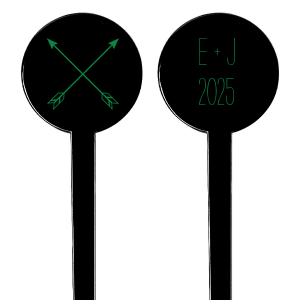 Blend your drinks with symbolism using the Arrow Monogram Stir Stick, where crossed arrows celebrate paths united. The couple's initials and event year on the flip side add a personalized mark to this emblem of conjoined destinies and shared hearts.