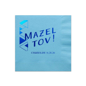 Celebrate with purpose and power using the Modern Mazel Tov Napkin. Featuring layered triangles that symbolize strength, progression, and rich cultural heritage, this design adds a modern twist to any celebration. Perfect for marking a special moment with depth and meaning.