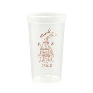 Enjoy a new spin on our classic design with the Champagne Tower Initials Cup. Featuring the initials of the couple alongside a fabulous champagne tower, the sleek cup can be personalized in your choice of ink colors to make it unique as yourself!