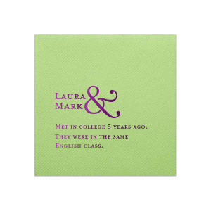 Personalized Peach Linen Like Cocktail Napkin with Shiny Amethyst Foil can be personalized to match your party's exact theme and tempo.
