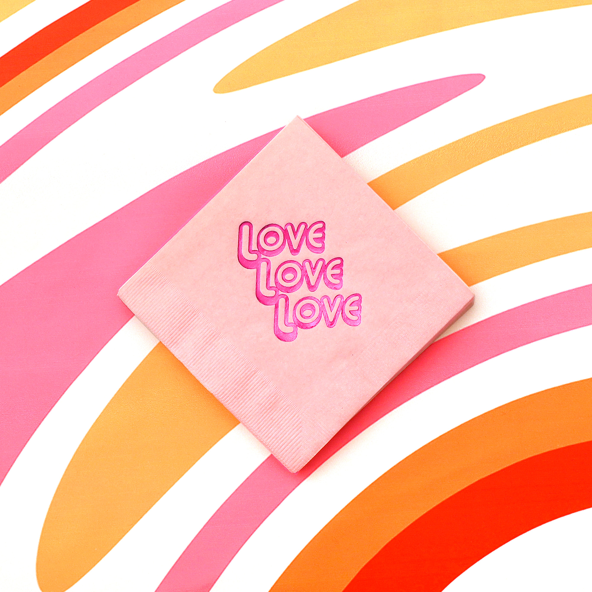 Love Love Love cocktail napkin pack on retro background