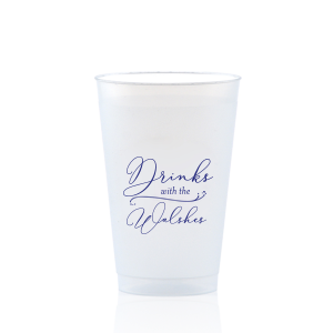 Our personalized Drinks With The Script Cup is good for use in Dinner and Drinks parties, Holiday Gatherings and Wedding themed parties and will make your guests swoon. Personalize your party's theme today.