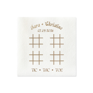 Delight guests with the Nuptial Tic-Tac-Toe Game Napkin, perfect for interactive fun at your celebration. Personalize with your special date and names for a playful twist. A charming addition to any wedding or event table.