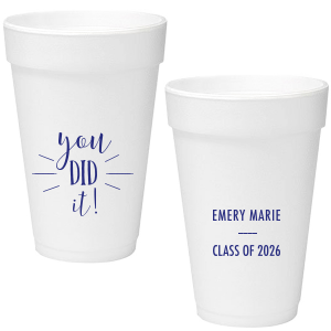 Celebrate the big achievement with the You Did It! Graduation Cup. Featuring an enthusiastic "You did it!!" complete with a graduation cap and class year, this design is perfect for toasting to the new graduate’s success and bright future.