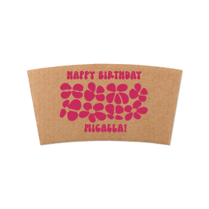 The Retro Floral Groove Coffee Sleeve is perfect for your next special event or business venture. The eye catching floral design is coupled with customizable text to create a product as unique as you.