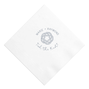ForYourParty's elegant Dove Gray Cocktail Napkin with Matte Navy Foil has a Rope Knot graphic and is good for use in Beach/Nautical, Frames themed parties and can be personalized to match your party's exact theme and tempo.