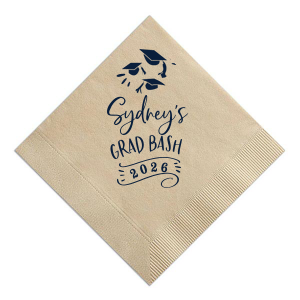 Custom Sunflower Cocktail Napkin with Matte Navy Foil has a Caps Thrown graphic and is good for use in Graduation themed parties and couldn't be more perfect. It's time to show off your impeccable taste.