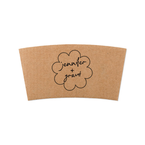 You can't go wrong with the tried and true Kitschy Cocktail Hour Floral Frame Coffee Sleeve. The elegant design and customizable text make for a simple yet eye catching product that is perfect for your private event or business.